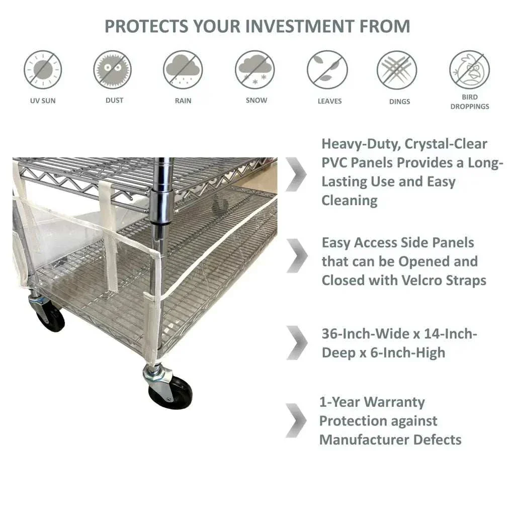 Storage Shelving Bottom Cover, 36"W x 14"D x 6"H, All Clear PVC Panels (Bottom Part ONLY) - Image 6