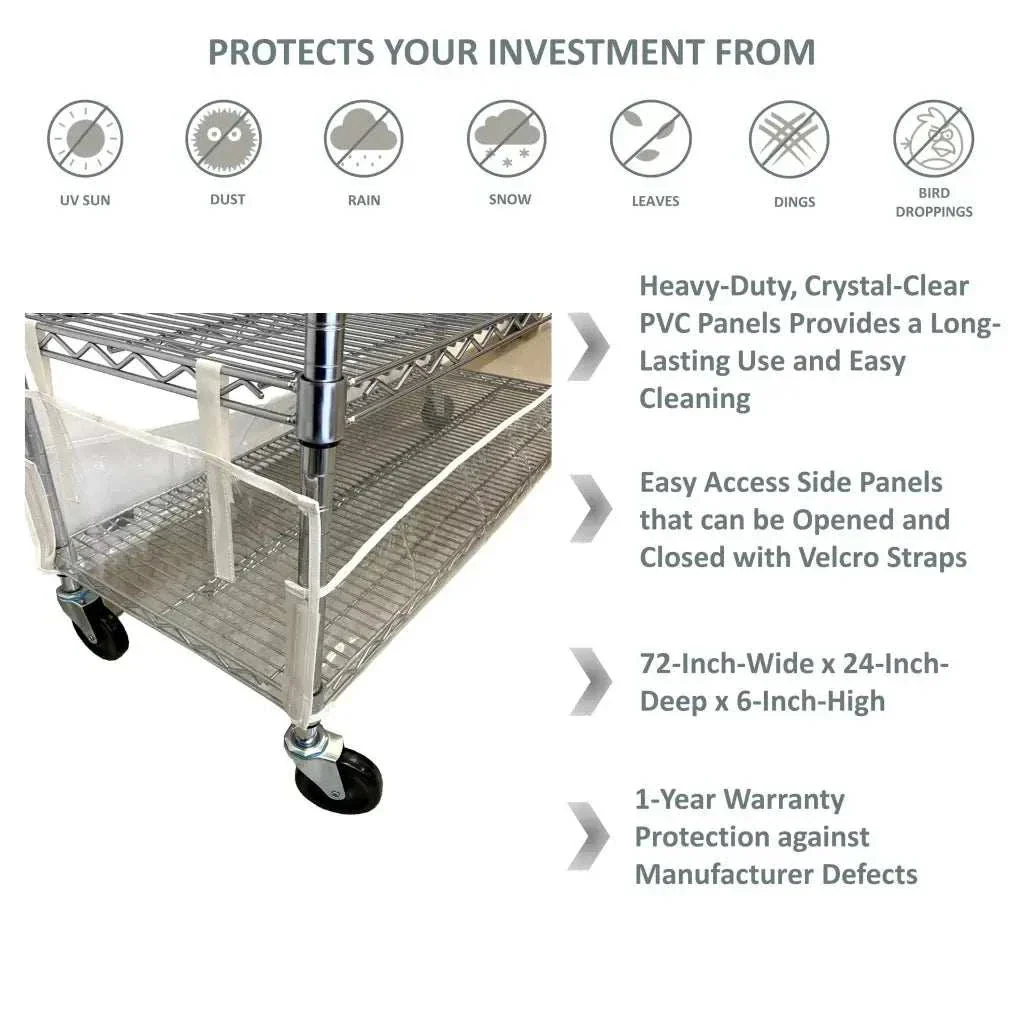 Storage Shelving Bottom Cover, 72"W x 24"D x 6"H, All Clear PVC Panels (Bottom Part ONLY) - Image 5