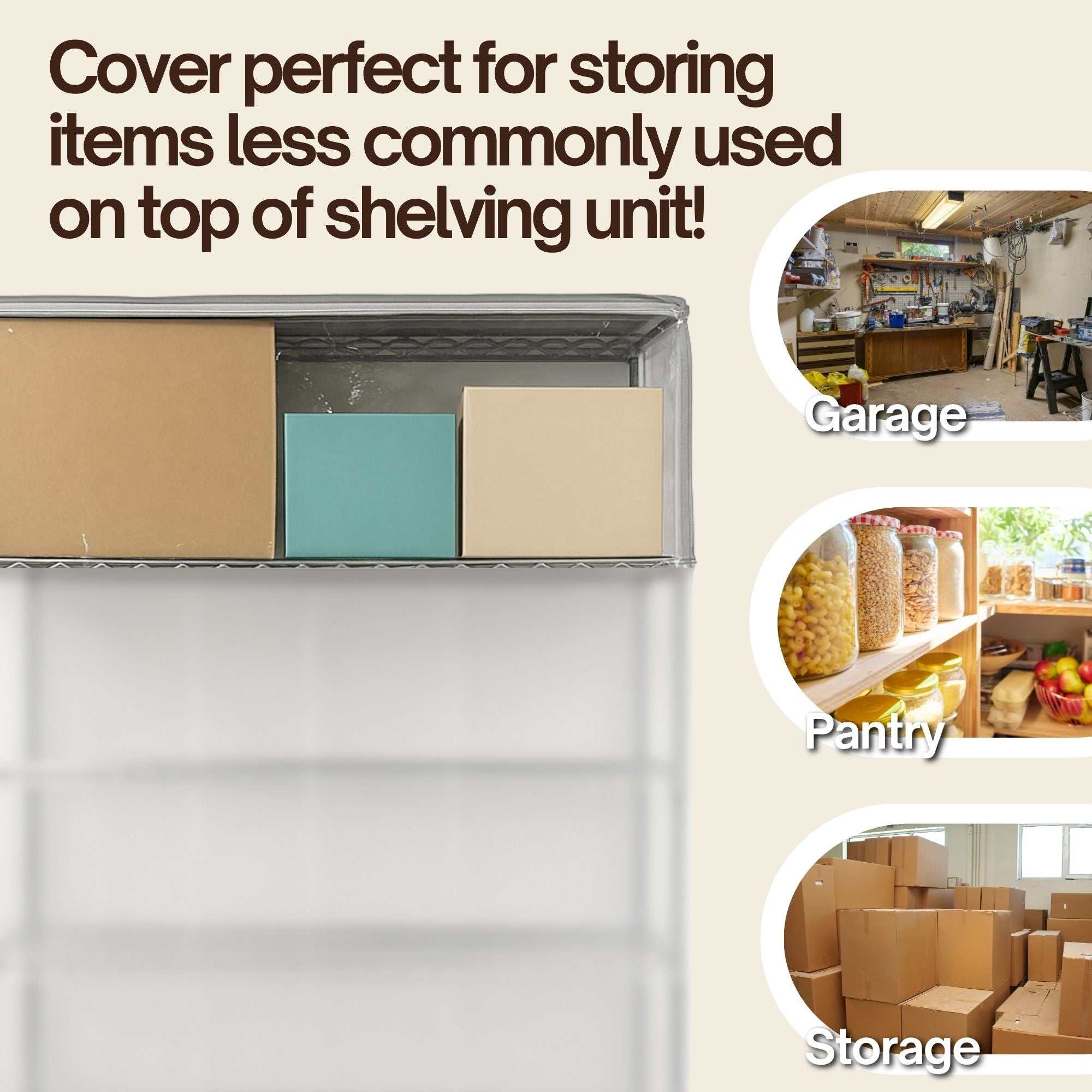 Storage Shelving Top Cover, 60"W x 24"D x 18"H, one side see through panel (Top Part ONLY) - Image 2