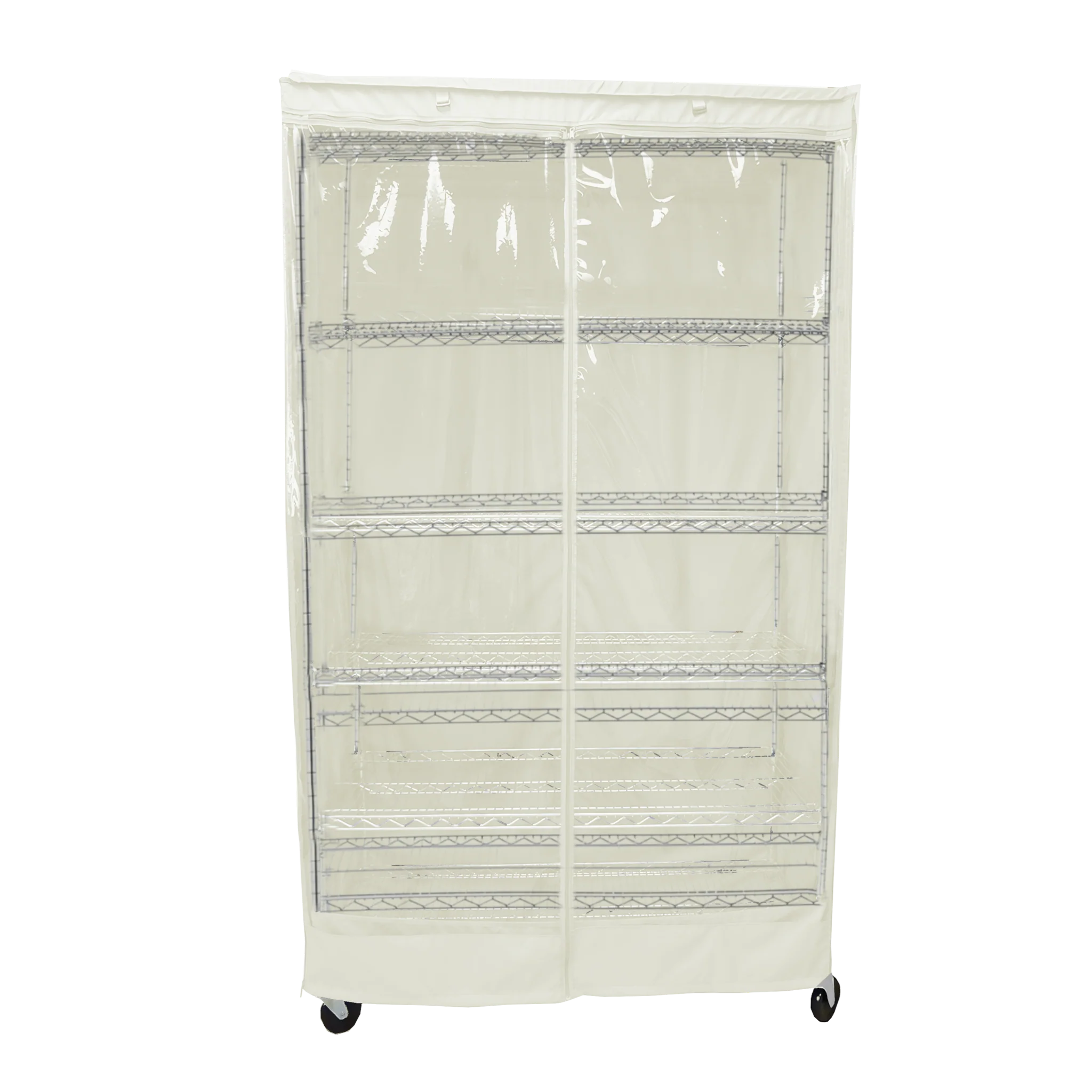 Storage Shelving Unit Cover, fits racks 30"W x 24"D x 72"H one side see through panel in Off White
