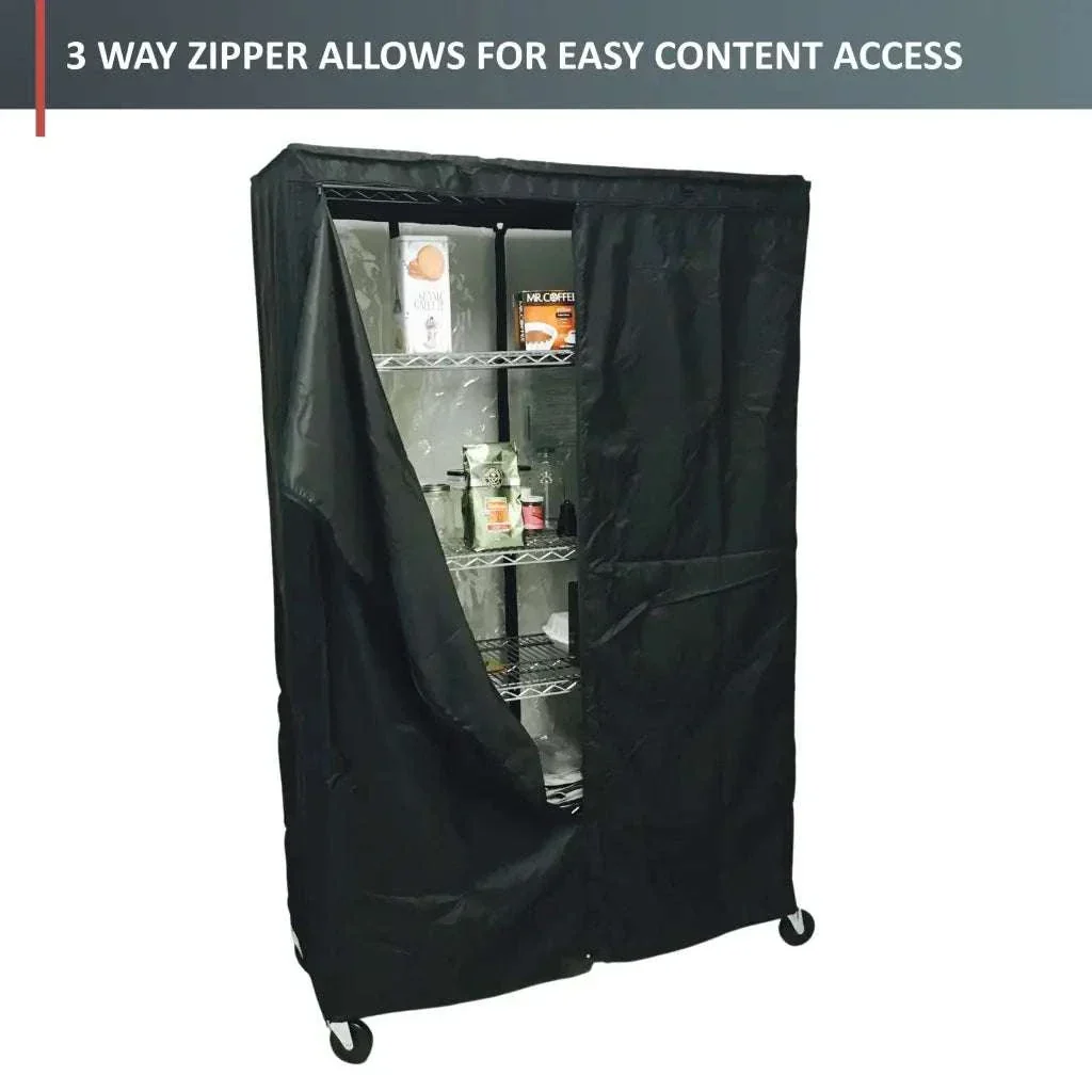 Storage Shelving Unit Cover, fits racks 36"W x 18"D x 72"H in Black - Image 5