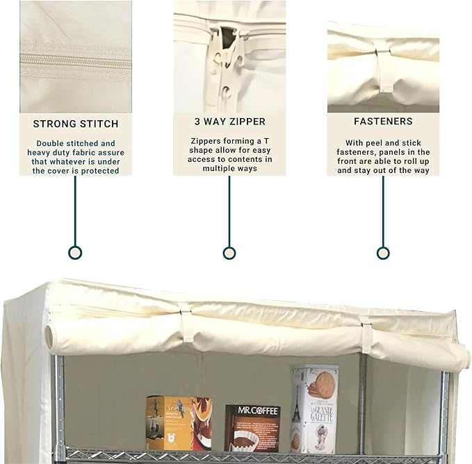 Storage Shelving Unit Cover, fits racks 36"W x 18"D x 72"H in Off White - Image 5