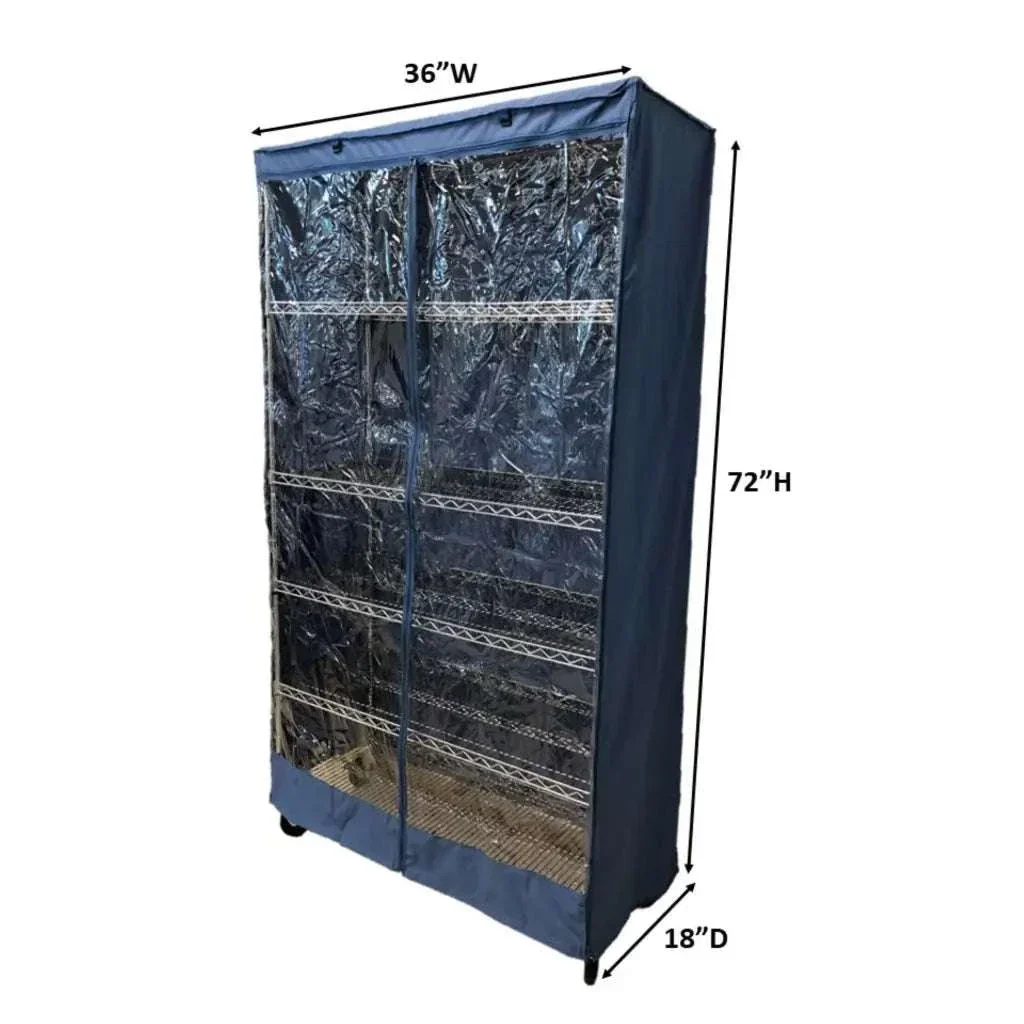 Storage Shelving Unit Cover, fits racks 36"W x 18"D x 72"H one side see through panel in Dusty Blue - Image 2