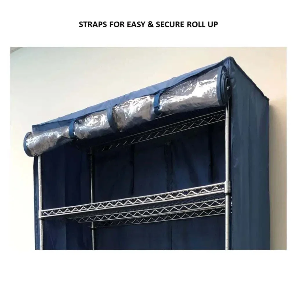 Storage Shelving Unit Cover, fits racks 36"W x 18"D x 72"H one side see through panel in Dusty Blue - Image 4
