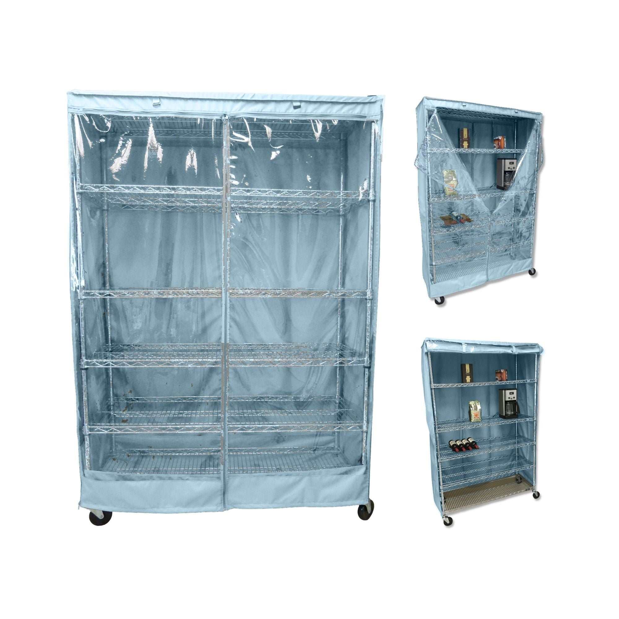 Storage Shelving Unit Cover, fits racks 36"W x 18"D x 72"H one side see through panel in Glacier Blue - Image 2
