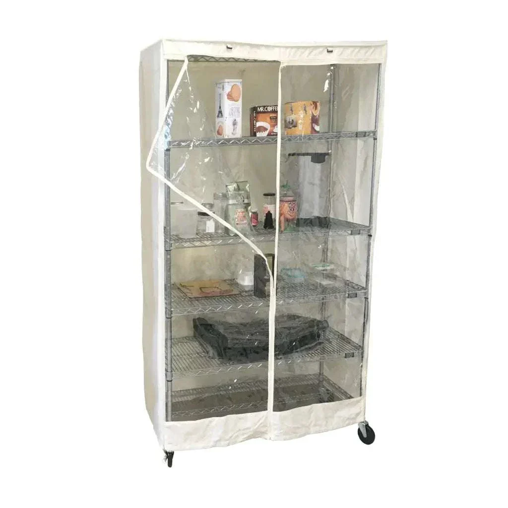 Storage Shelving Unit Cover, fits racks 36"W x 18"D x 72"H one side see through panel in Off White - Image 2