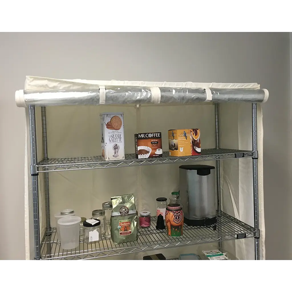 Storage Shelving Unit Cover, fits racks 36"W x 18"D x 72"H one side see through panel in Off White - Image 5