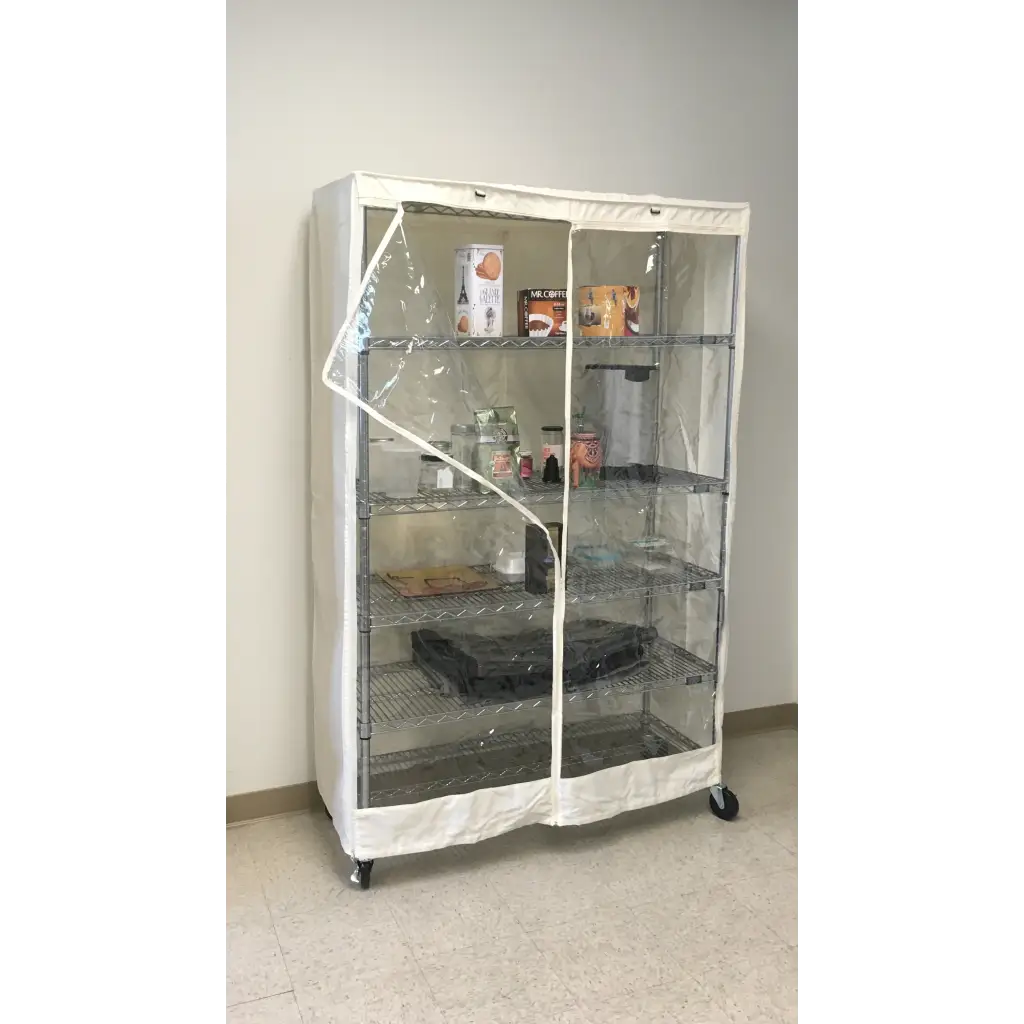 Storage Shelving Unit Cover, fits racks 36"W x 18"D x 72"H one side see through panel in Off White - Image 6
