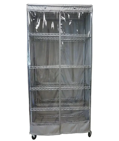 Storage Shelving Unit Cover, fits racks 36"W x 24"D x 72"H one side see through panel in Grey
