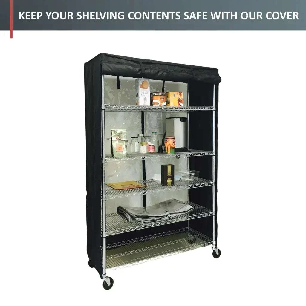 Storage Shelving Unit Cover, fits racks 48"W x 18"D x 72"H in Black - Image 5