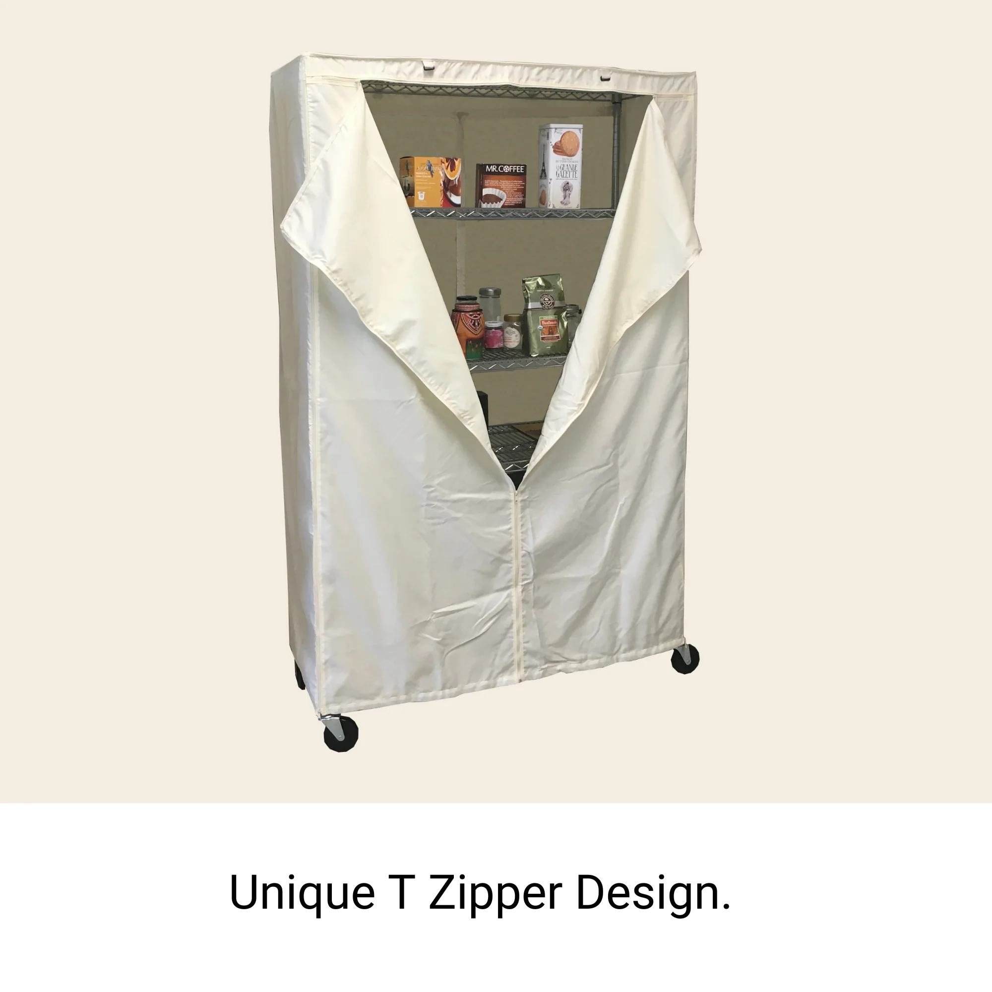 Storage Shelving Unit Cover, fits racks 48"W x 18"D x 72"H in Off White - Image 4