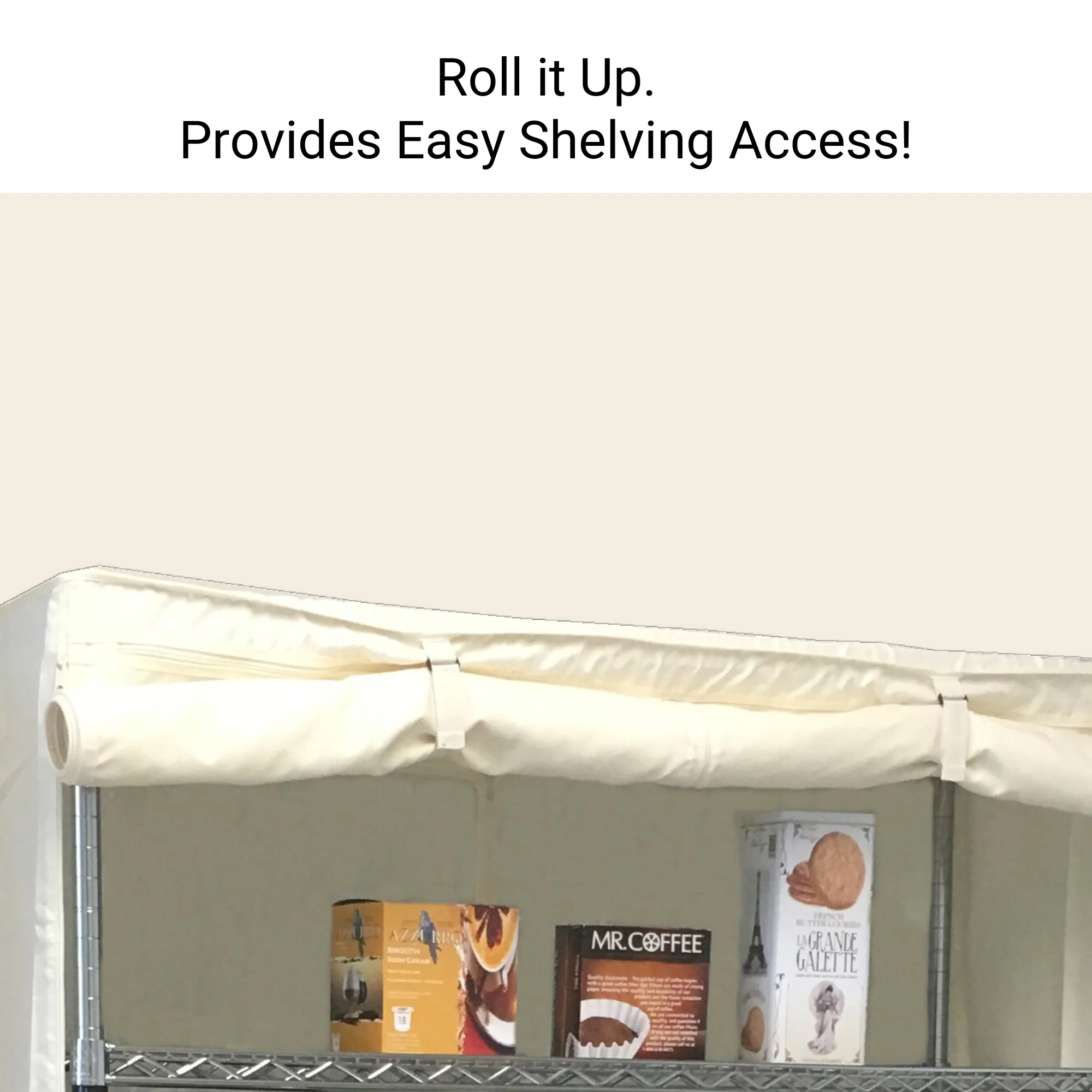 Storage Shelving Unit Cover, fits racks 48"W x 18"D x 72"H in Off White - Image 5