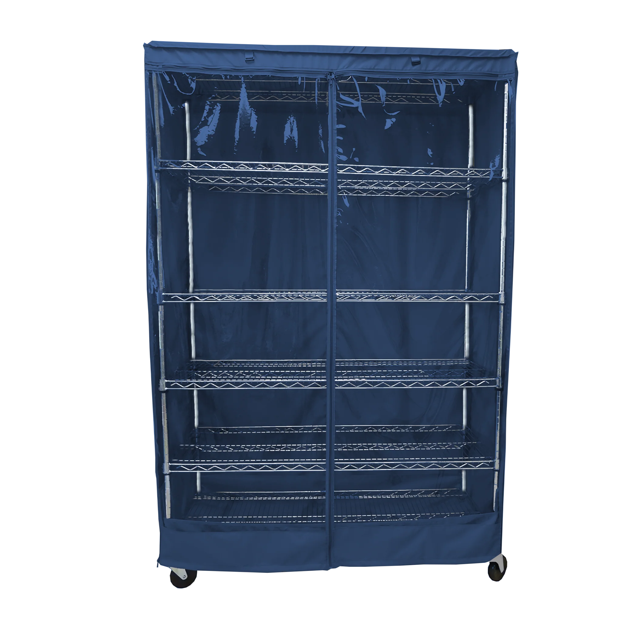 Storage Shelving Unit Cover, fits racks 48"W x 18"D x 72"H one side see through panel in Dusty Blue