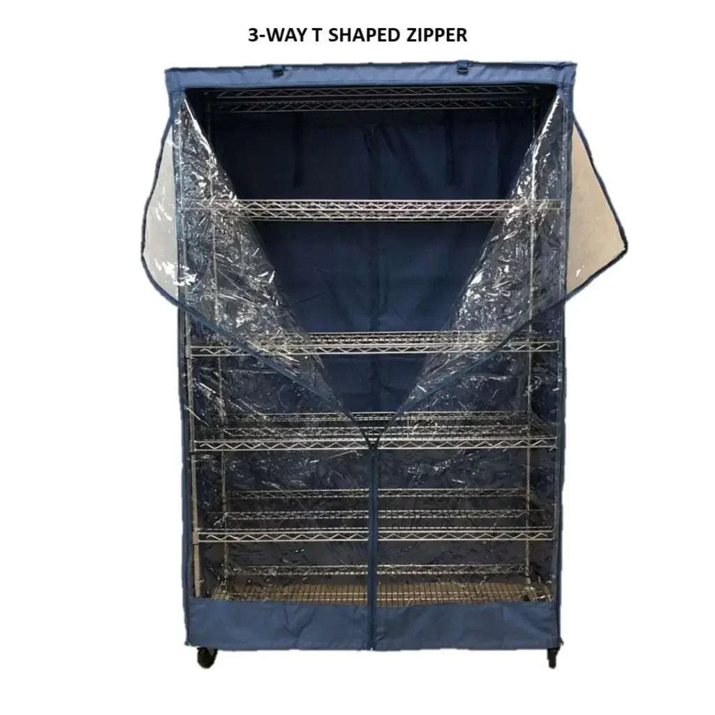 Storage Shelving Unit Cover, fits racks 48"W x 18"D x 72"H one side see through panel in Dusty Blue - Image 4