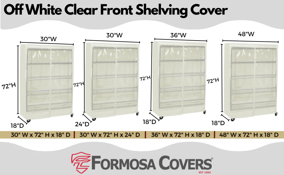 Storage Shelving Unit Cover, fits racks 48"W x 18"D x 72"H one side see through panel in Off White - Image 5