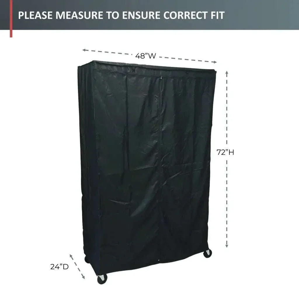 Storage Shelving Unit Cover, fits racks 48"W x 24"D x 72"H in Black - Image 3