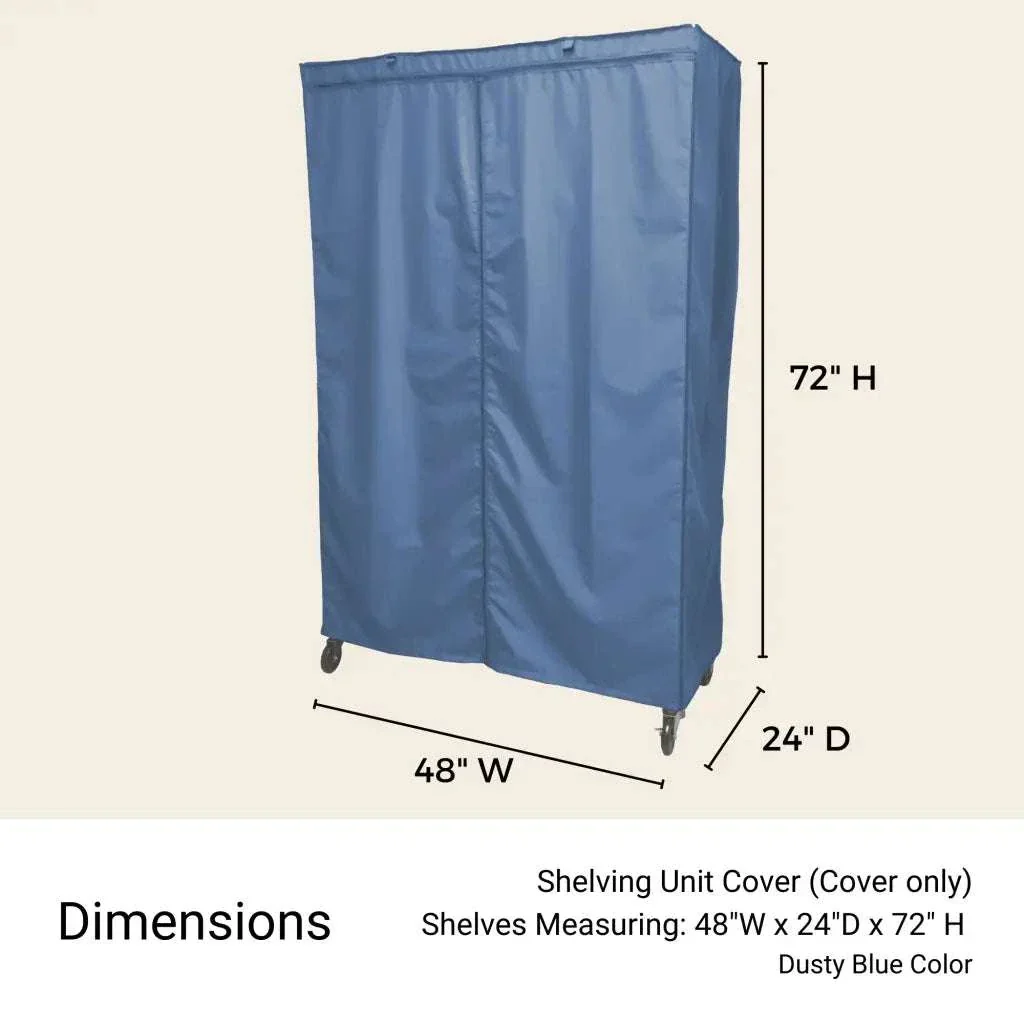 Storage Shelving Unit Cover, fits racks 48"W x 24"D x 72"H in Dusty Blue - Image 3