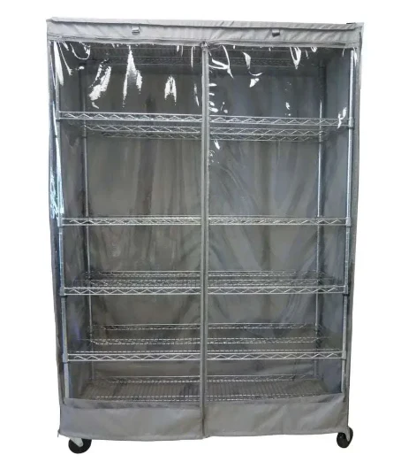 Storage Shelving Unit Cover, fits racks 48"W x 24"D x 72"H one side see through panel in Grey