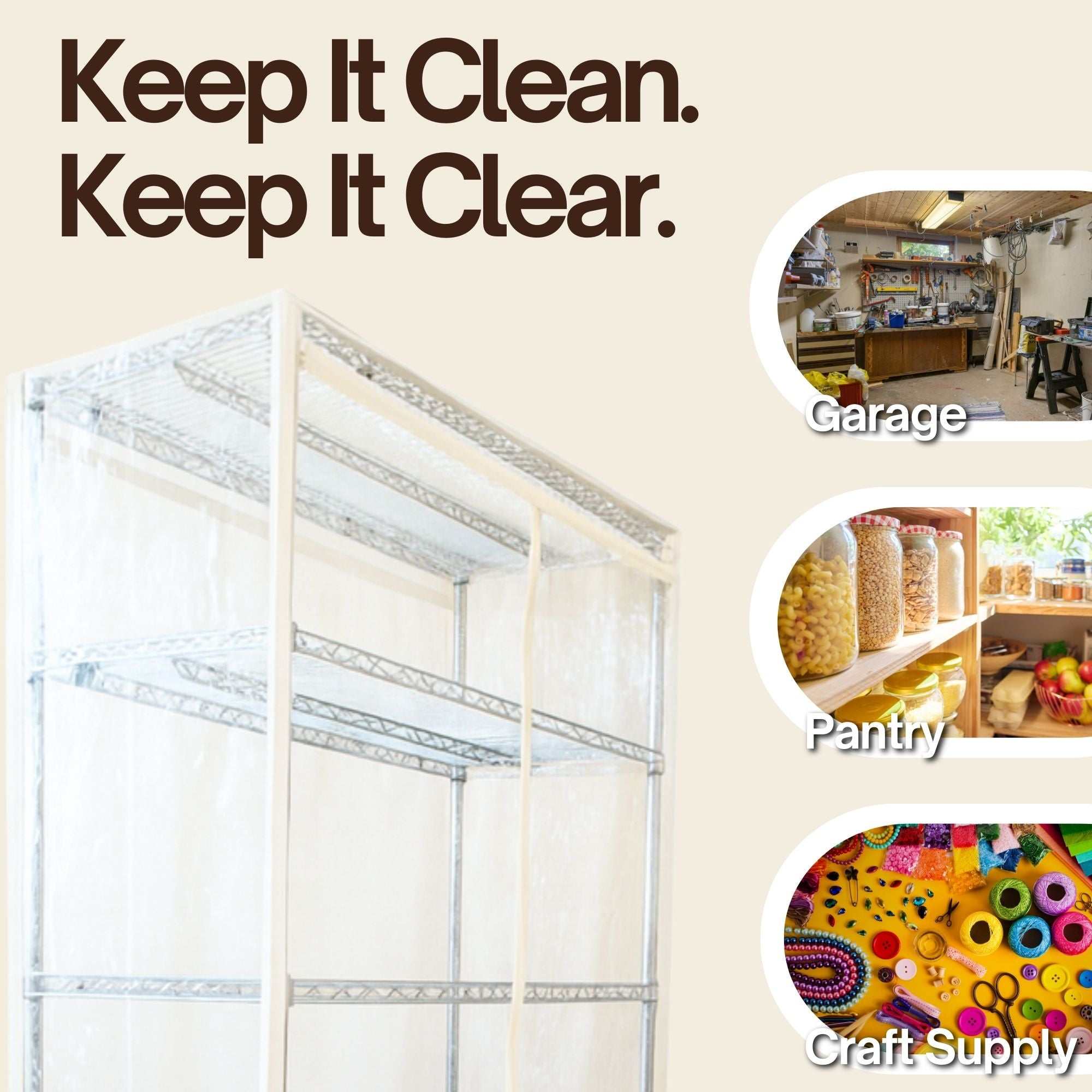 Storage Shelving Unit Cover, fits racks 60" W x 24 D x 72 H All Clear PVC - Image 5
