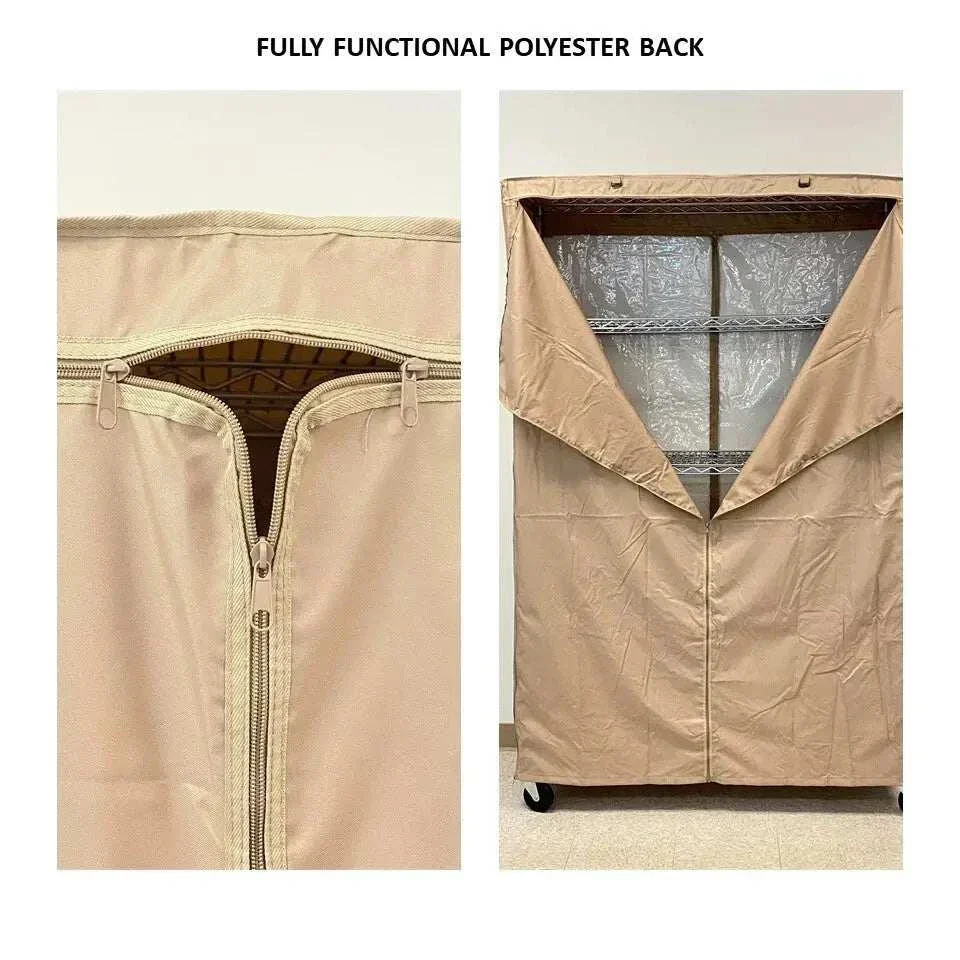 Storage Shelving Unit Cover, fits racks 60"W x 24"D x 72"H one side see through panel in Beige Khaki - Image 7
