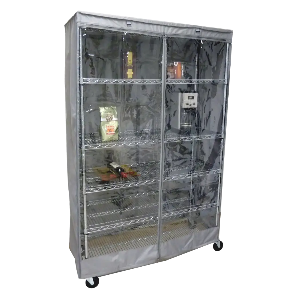 Wire Shelving Cover 36"Wx14"Dx54"H: One Side See-Through, Grey - Image 9